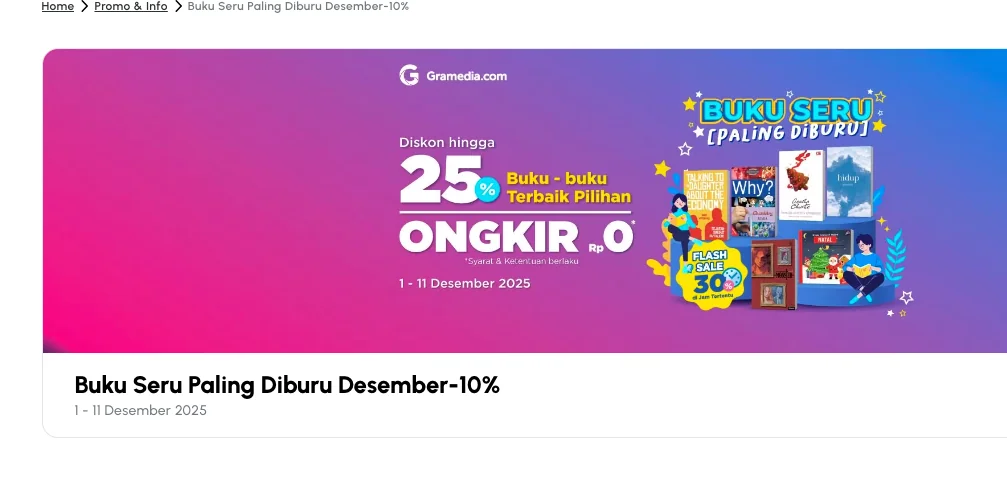 Bukti validasi kode promo - Gramedia - Promo Gramedia hari ini buku seru diskon [[10%]] dan ongkir gratis Rp0